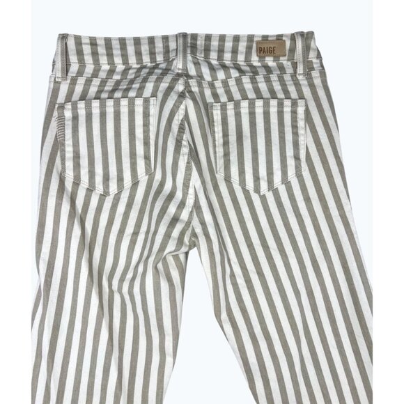 Paige Verdugo Ankle Skinny Jeans Womens Gray/White Striped Stretch Size 26 - Picture 5 of 16